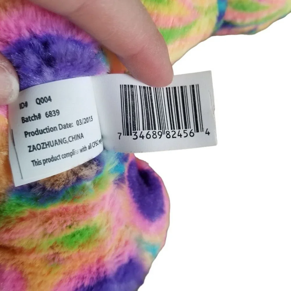 Kellytoy Plush Rainbow Teddy Bear Stuffed Animal Toy Groovy Hippy Colorful 2015